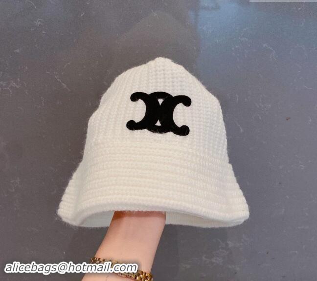 Affordable Price Celine Triomphe Knit Hat 1123 White 2023