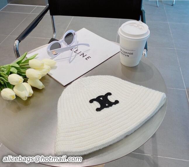 Affordable Price Celine Triomphe Knit Hat 1123 White 2023