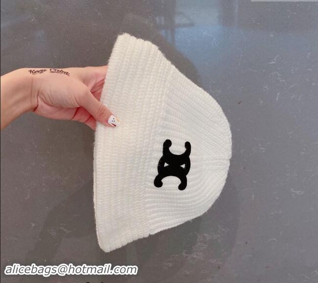 Affordable Price Celine Triomphe Knit Hat 1123 White 2023