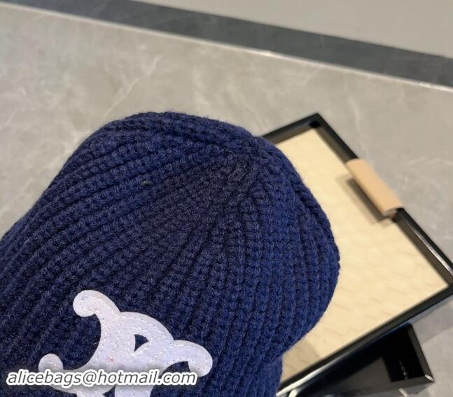 Unique Discount Celine Triomphe Knit Hat 1123 Navy Blue 2023