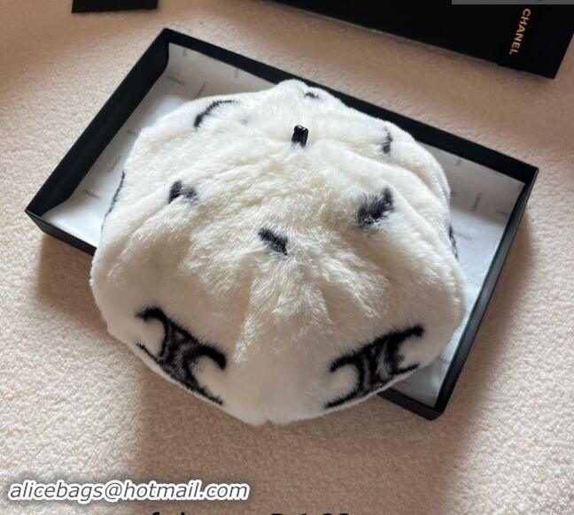 Super Quality Celine Triomphe Beret Hat 1222 White 2023