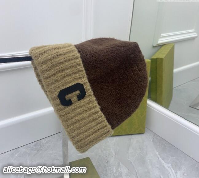 Top Design Celine C Knit Hat CE122201 Beige/Brown 2023