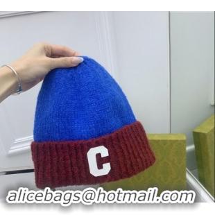 Market Sells Celine C Knit Hat CE122201 Blue/Brown 2023