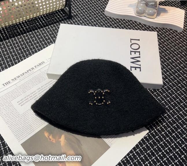 Best Luxury Celine Triomphe Bucket Hat with Studs CE122202 Black 2023