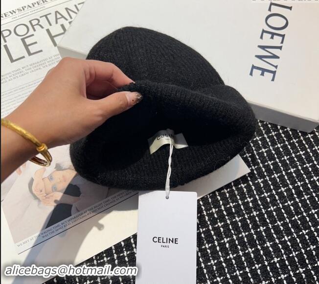 Top Design Celine Triomphe Knit Hat with Studs CE122203 Black 2023