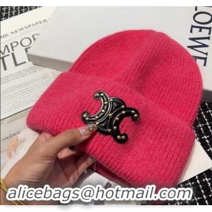 Unique Style Celine Triomphe Knit Hat with Studs CE122203 Pink 2023