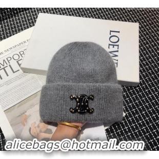 Buy New Cheap Celine Triomphe Knit Hat with Studs CE122203 Grey 2023