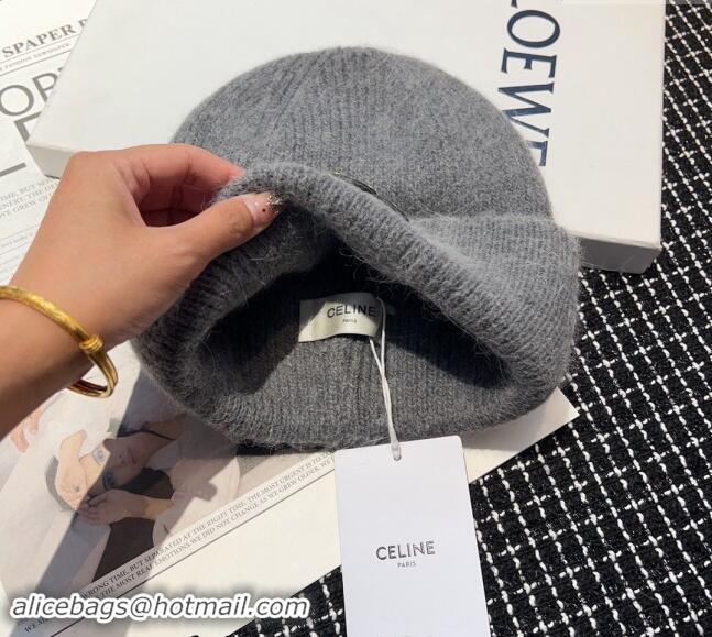 Buy New Cheap Celine Triomphe Knit Hat with Studs CE122203 Grey 2023