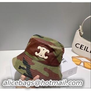 Best Price Celine Green Camouflage Bucket Hat with Logo 0112 2024