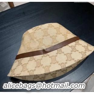 Top Grade Celine Triomphe Fabric Bucket Hat 0301 Beige 2024