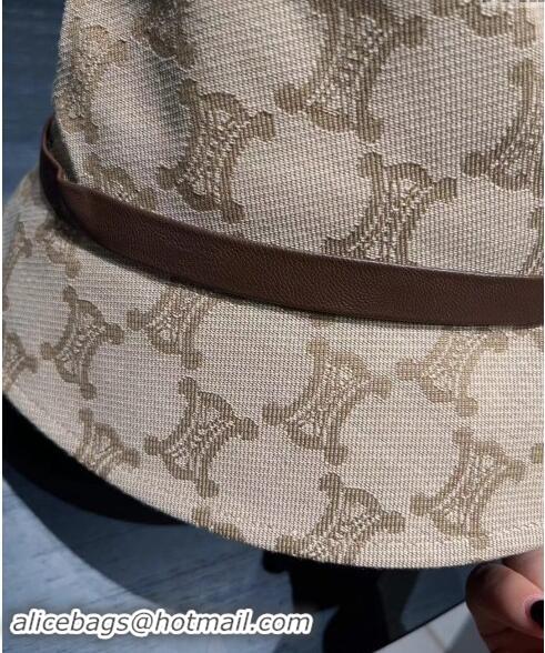 Top Grade Celine Triomphe Fabric Bucket Hat 0301 Beige 2024