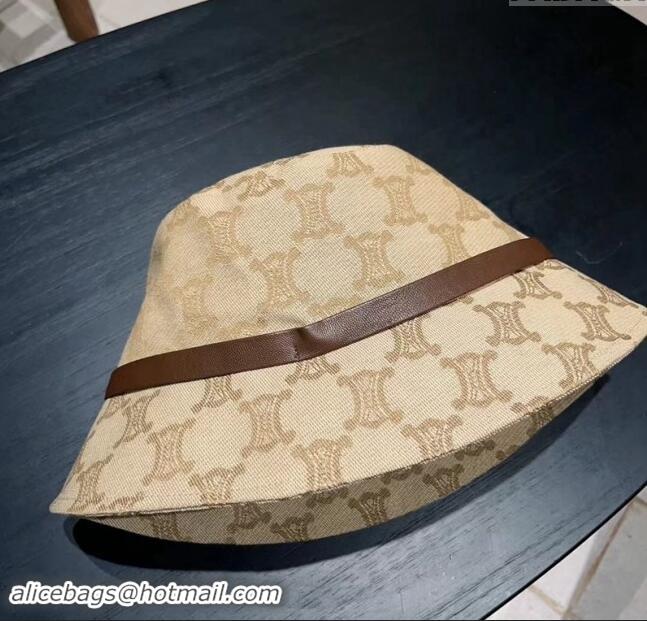 Top Grade Celine Triomphe Fabric Bucket Hat 0301 Beige 2024