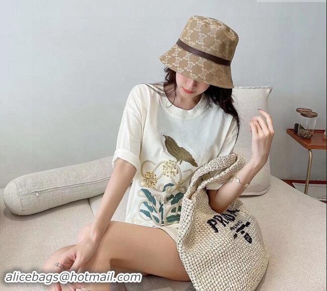 Top Grade Celine Triomphe Fabric Bucket Hat 0301 Beige 2024