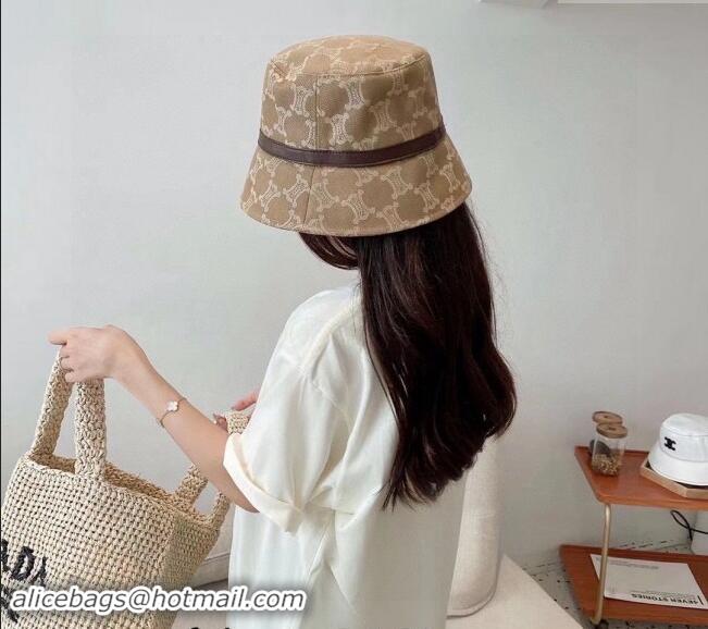 Top Grade Celine Triomphe Fabric Bucket Hat 0301 Beige 2024