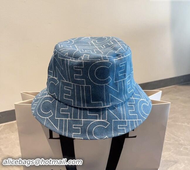 Hot Sell Cheap Celine Denim Bucket Hat 0301 Blue 2024