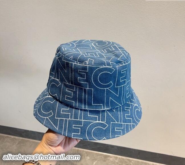 Hot Sell Cheap Celine Denim Bucket Hat 0301 Blue 2024