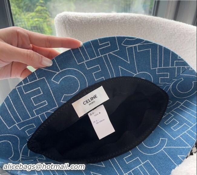 Hot Sell Cheap Celine Denim Bucket Hat 0301 Blue 2024