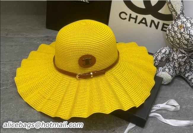 Grade Quality Celine Straw Wide Brim Hat 0301 Yellow 2024