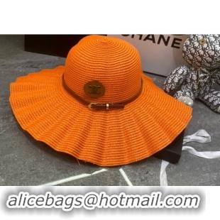 Low Cost Celine Straw Wide Brim Hat 0301 Orange 2024 