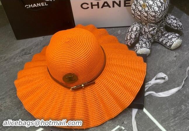 Low Cost Celine Straw Wide Brim Hat 0301 Orange 2024 