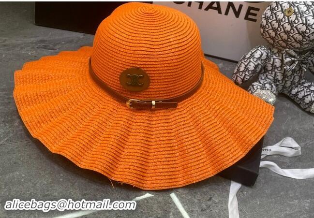 Low Cost Celine Straw Wide Brim Hat 0301 Orange 2024 