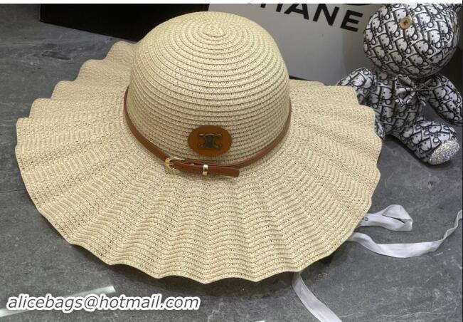 Good Looking Celine Straw Wide Brim Hat 0301 Beige 2024