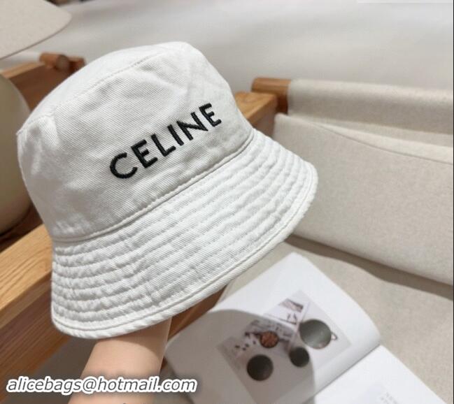 Unique Discount Celine Denim Bucket Hat 0301 White 2024