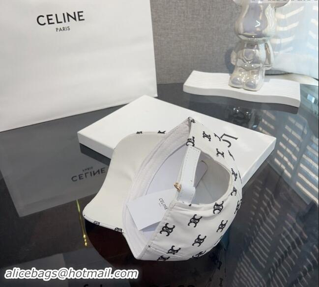 Buy Classic Celine Embroidered logo Leather Baseball Hat 0302 White 2024