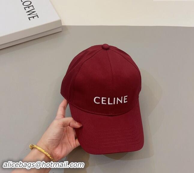 Unique Style Celine Canvas Baseball Hat 0302 Red 2024