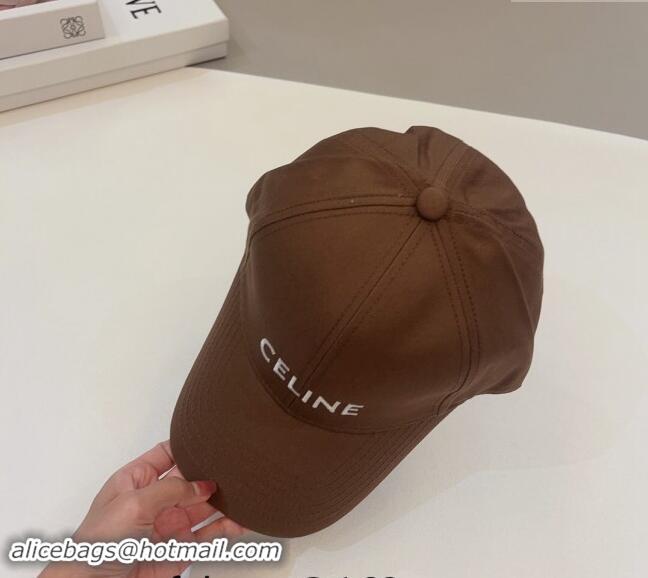 Top Grade Celine Canvas Baseball Hat 0302 Brown 2024