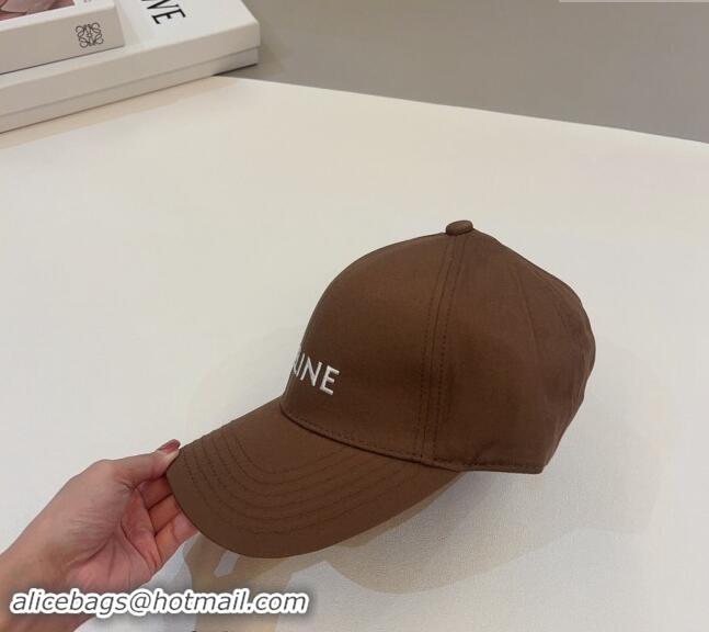 Top Grade Celine Canvas Baseball Hat 0302 Brown 2024