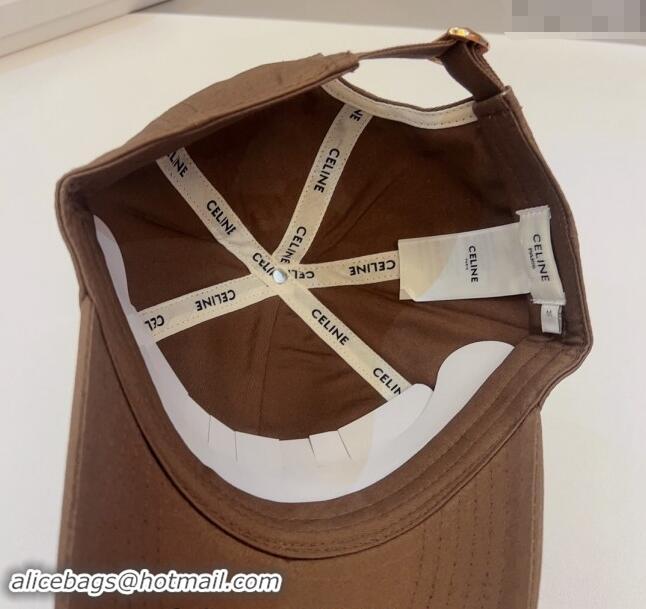 Top Grade Celine Canvas Baseball Hat 0302 Brown 2024