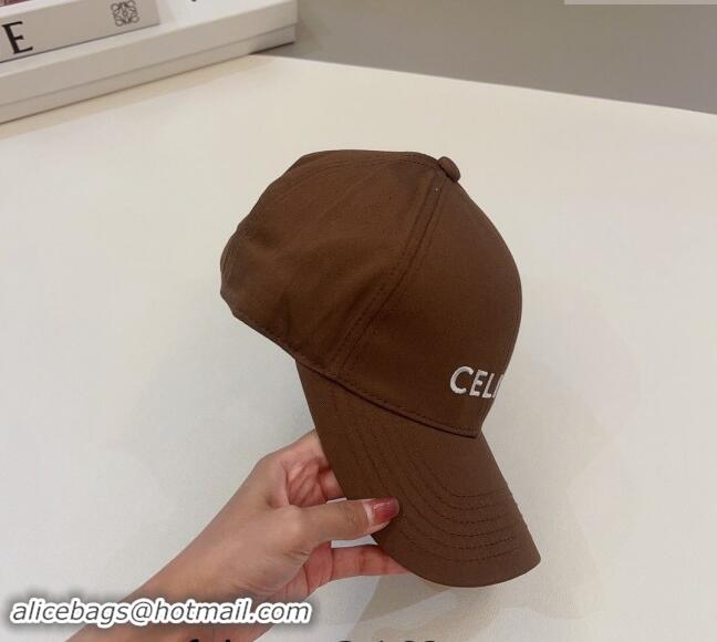 Top Grade Celine Canvas Baseball Hat 0302 Brown 2024