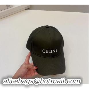 Buy Cheapest Celine Canvas Baseball Hat 0302 Green 2024