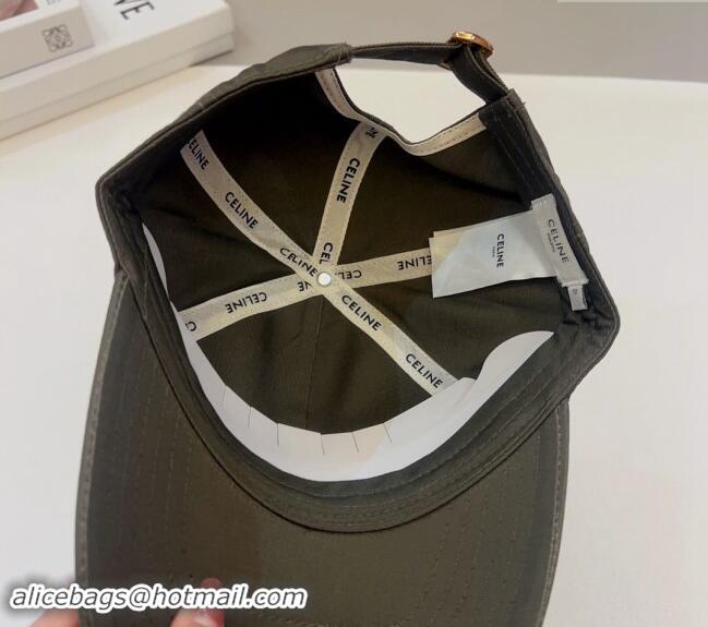 Buy Cheapest Celine Canvas Baseball Hat 0302 Green 2024