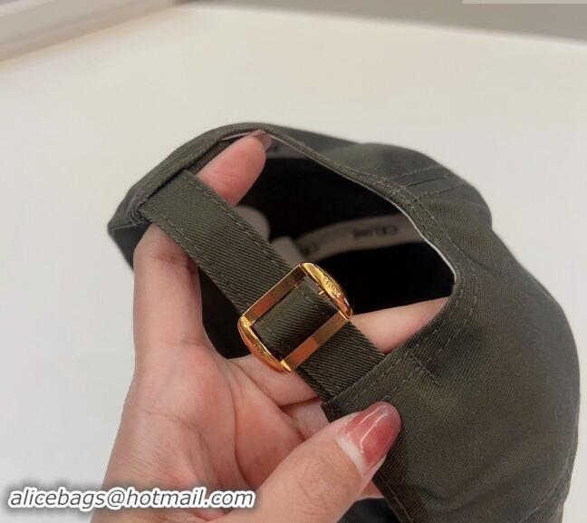 Buy Cheapest Celine Canvas Baseball Hat 0302 Green 2024