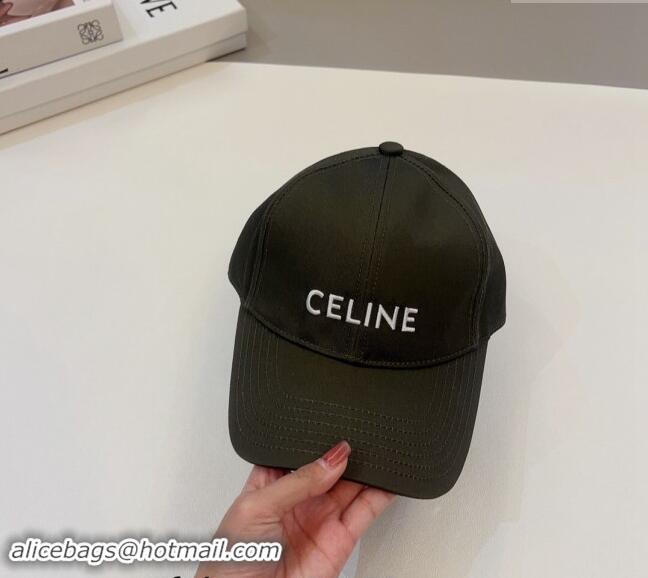 Buy Cheapest Celine Canvas Baseball Hat 0302 Green 2024