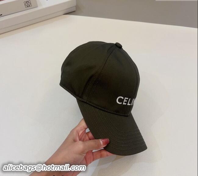 Buy Cheapest Celine Canvas Baseball Hat 0302 Green 2024