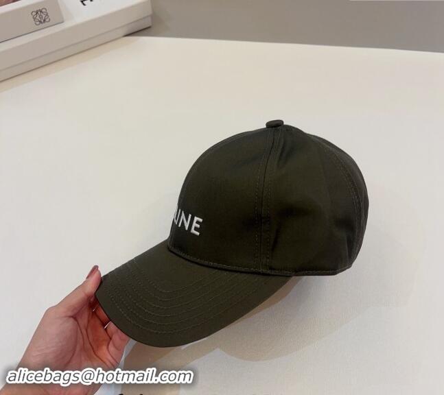 Buy Cheapest Celine Canvas Baseball Hat 0302 Green 2024