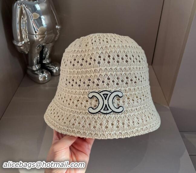 Popular Style Celine Crochet Bucket Hat 0403 White 2024