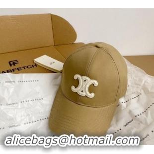 Fashion Discount Celine Canvas Baseball Hat Triomphe 040302 Beige 2024