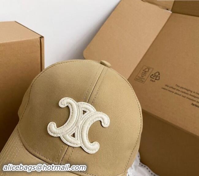 Fashion Discount Celine Canvas Baseball Hat Triomphe 040302 Beige 2024