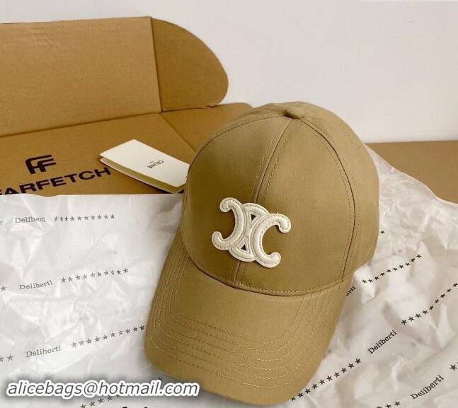 Fashion Discount Celine Canvas Baseball Hat Triomphe 040302 Beige 2024