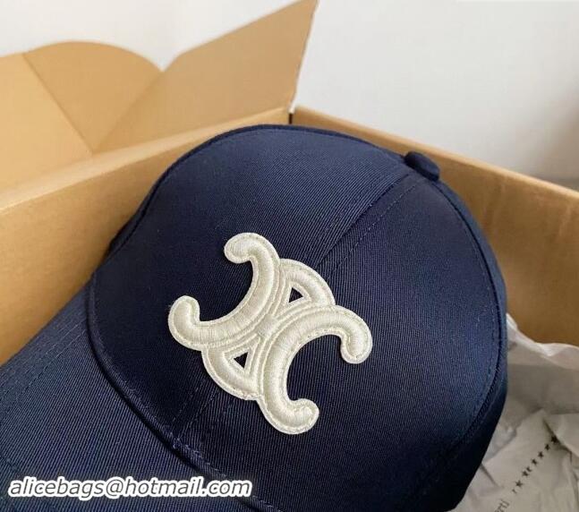 Modern Classic Celine Canvas Baseball Hat 040302 Dark Blue 2024