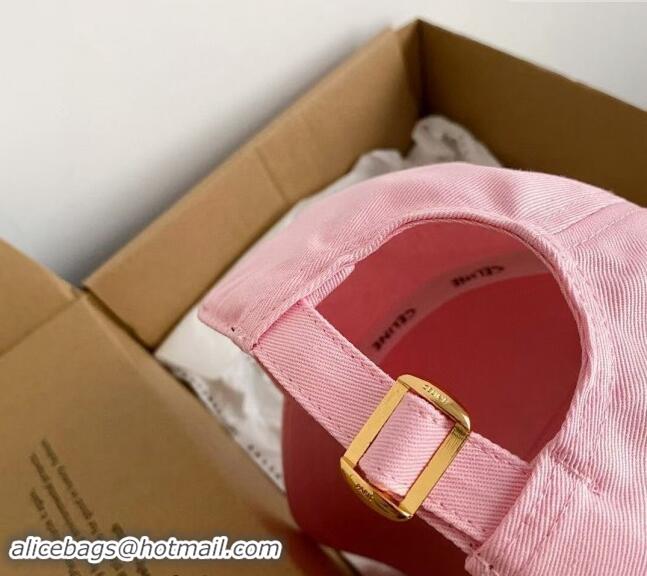 Hot Style Celine Canvas Baseball Hat Triomphe 040302 Light Pink 2024