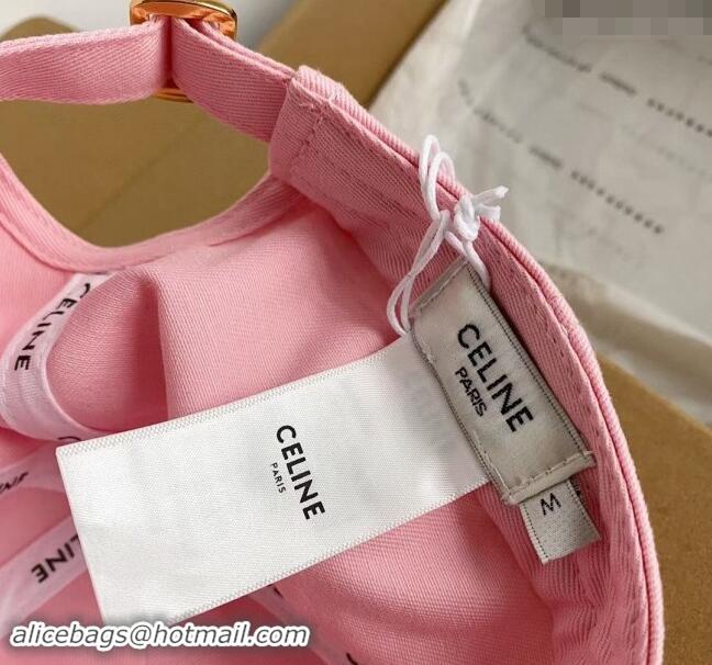 Hot Style Celine Canvas Baseball Hat Triomphe 040302 Light Pink 2024