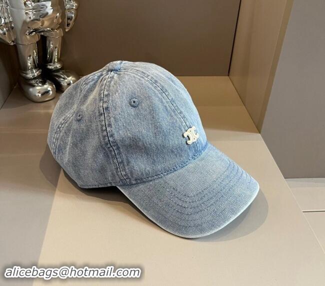 Luxury Cheap Celine Denim Baseball Hat 051302 Blue 2024