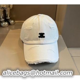 Luxury Discount Celine Canvas Baseball Hat 0514 White 2024