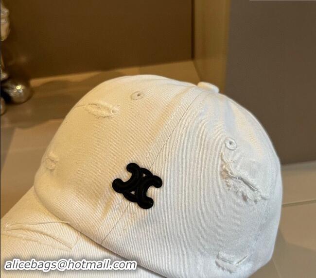 Luxury Discount Celine Canvas Baseball Hat 0514 White 2024