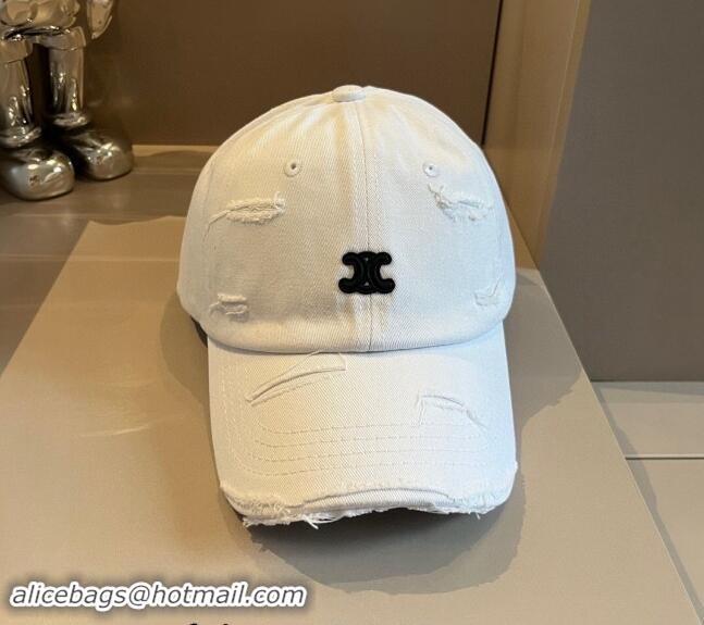 Luxury Discount Celine Canvas Baseball Hat 0514 White 2024